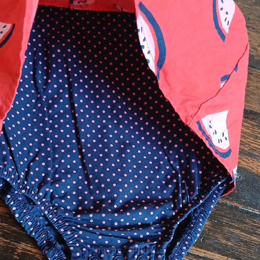 Carter's Watermelon Print Diaper Cover with Blue Bow